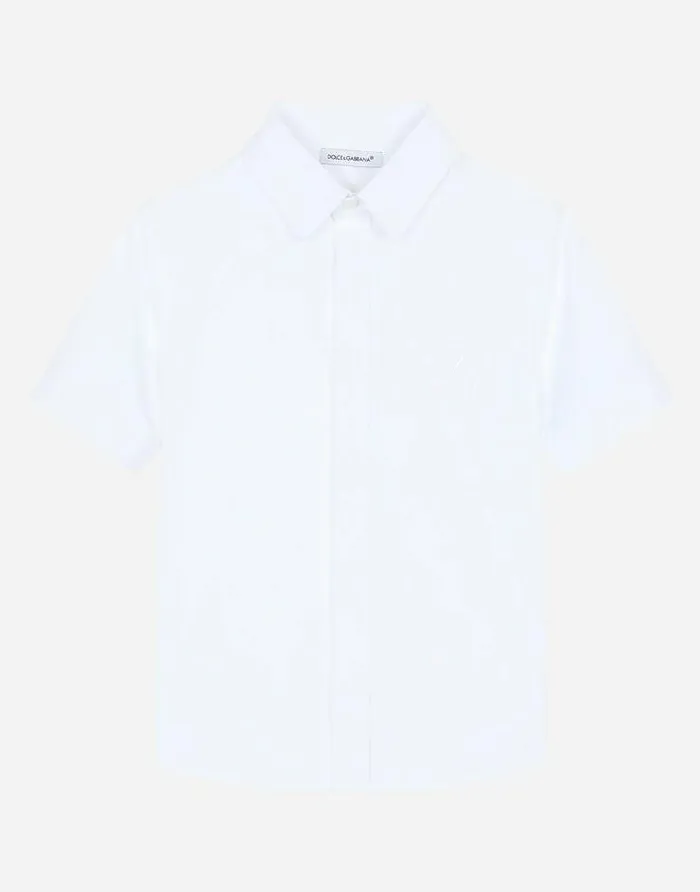 Dolce and Gabbana Shirts Children Poplin Shirt With DG Embellishment White