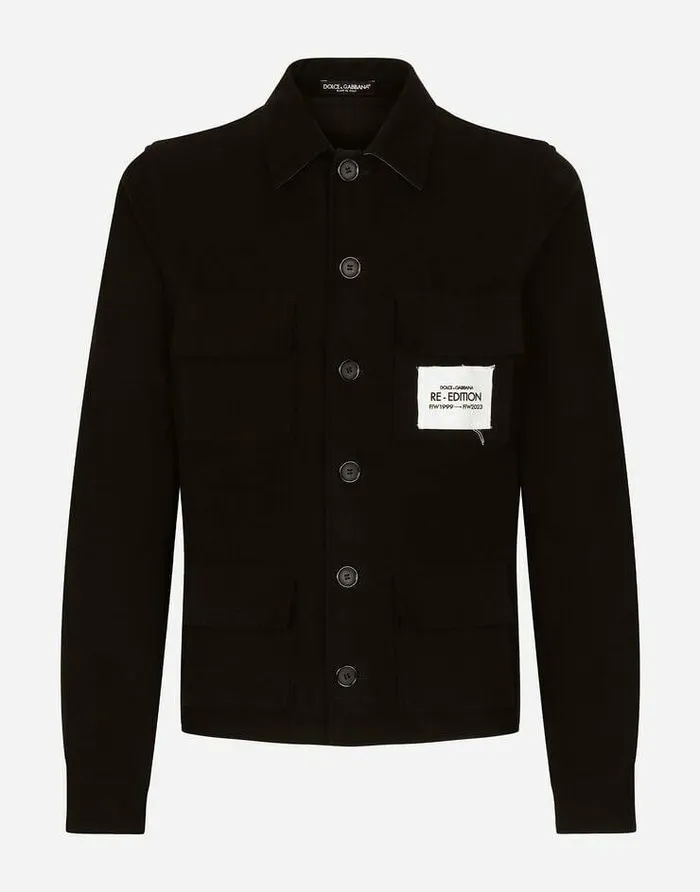 Dolce and Gabbana Shirts Men Sporty Stretch Fustian Shirt With Multiple Pockets Black Dolce and Gabbana Shirts Men Sporty Stretch Fustian Shirt With Multiple Pockets Black