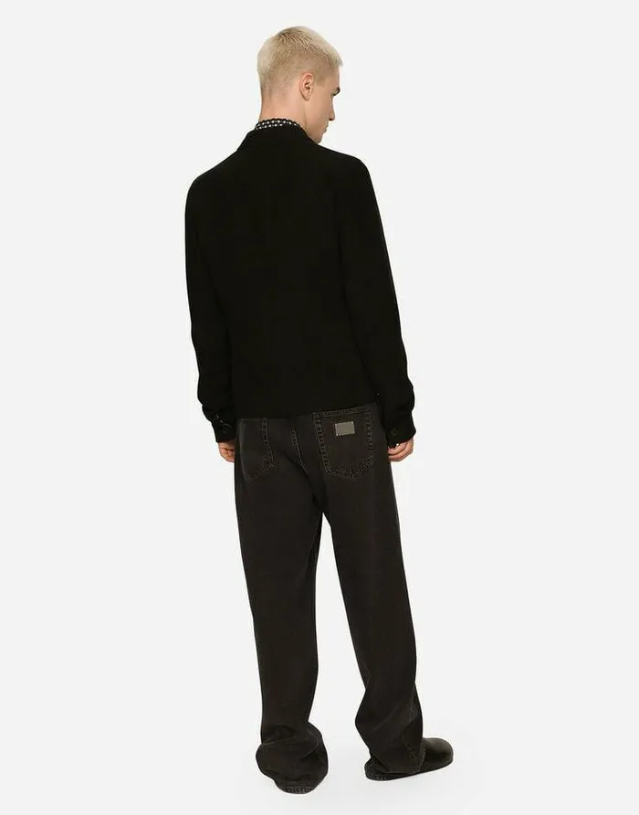 Dolce and Gabbana Shirts Men Sporty Stretch Fustian Shirt With Multiple Pockets Black Dolce and Gabbana Shirts Men Sporty Stretch Fustian Shirt With Multiple Pockets Black