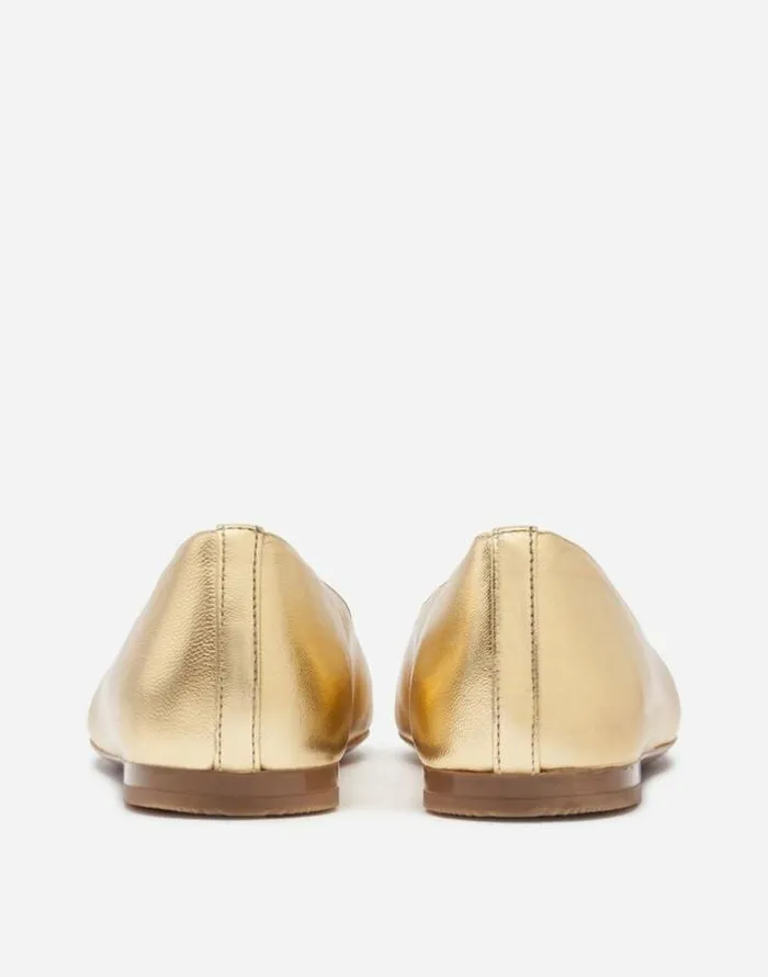 Dolce and Gabbana Shoes 2438 Children Ballet Flats In Laminate Nappa Leather Gold Dolce and Gabbana Shoes 2438 Children Ballet Flats In Laminate Nappa Leather Gold