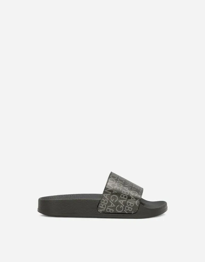 Dolce and Gabbana Shoes 2438 Children Calfskin Beach Sliders Black