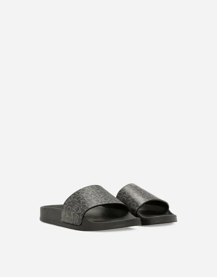 Dolce and Gabbana Shoes 2438 Children Calfskin Beach Sliders Black Dolce and Gabbana Shoes 2438 Children Calfskin Beach Sliders Black