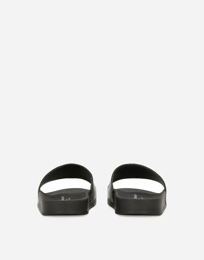 Dolce and Gabbana Shoes 2438 Children Calfskin Beach Sliders Black Dolce and Gabbana Shoes 2438 Children Calfskin Beach Sliders Black