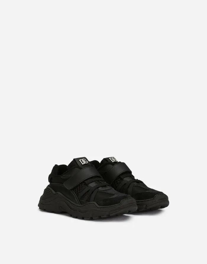 Dolce and Gabbana Shoes 2438 Children Mixedmaterial Airmaster Sneakers Black Dolce and Gabbana Shoes 2438 Children Mixedmaterial Airmaster Sneakers Black