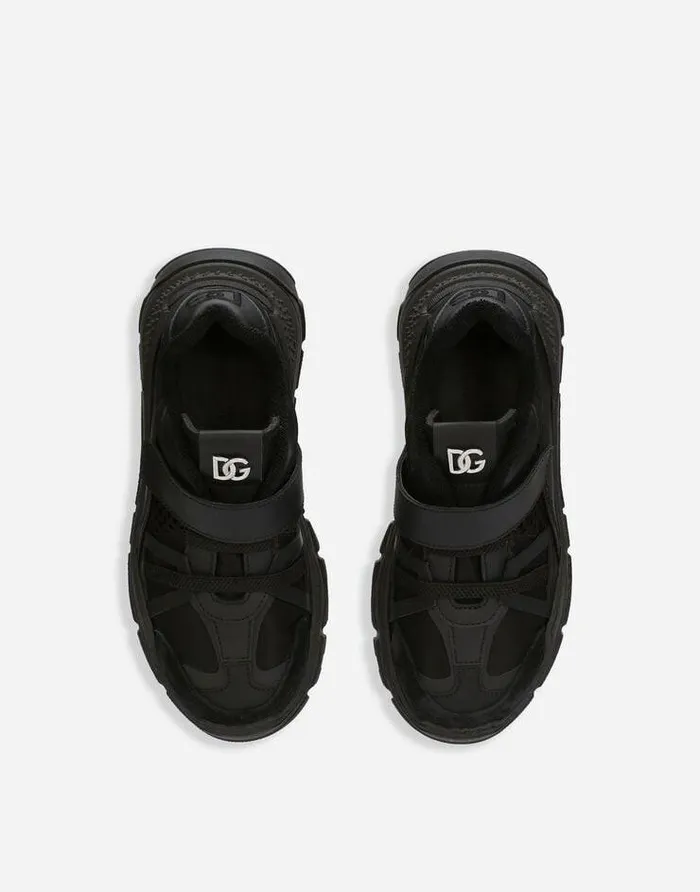 Dolce and Gabbana Shoes 2438 Children Mixedmaterial Airmaster Sneakers Black Dolce and Gabbana Shoes 2438 Children Mixedmaterial Airmaster Sneakers Black