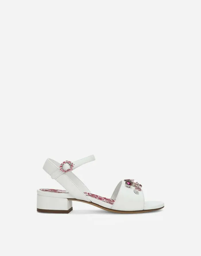 Dolce and Gabbana Shoes 2438 Children Nappa Leather Sandals With Embroidery Multicolor Dolce and Gabbana Shoes 2438 Children Nappa Leather Sandals With Embroidery Multicolor