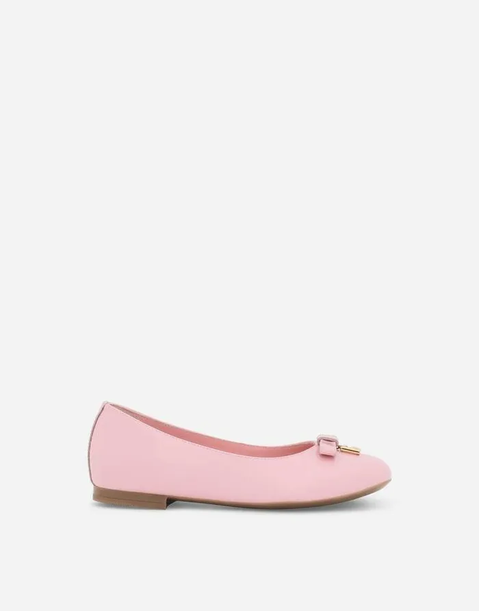 Dolce and Gabbana Shoes 2438 Children Patent Leather Ballet Flats With Metal DG Logo Pink Dolce and Gabbana Shoes 2438 Children Patent Leather Ballet Flats With Metal DG Logo Pink