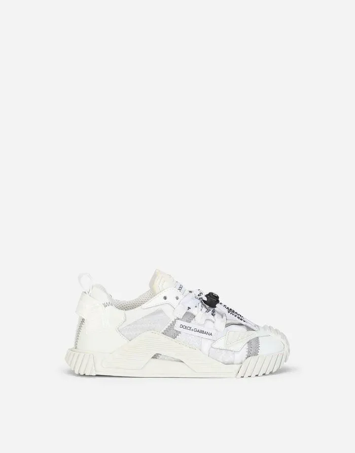 Dolce and Gabbana Shoes 2438 Children Reflective Fabric NS1 Sneakers White