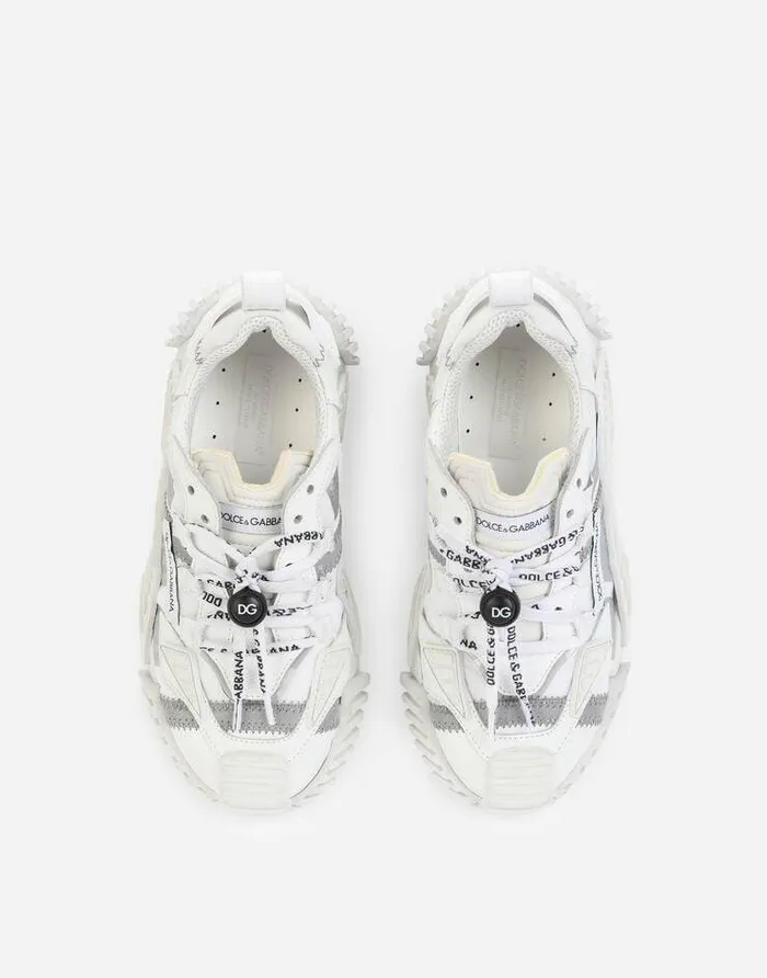 Dolce and Gabbana Shoes 2438 Children Reflective Fabric NS1 Sneakers White Dolce and Gabbana Shoes 2438 Children Reflective Fabric NS1 Sneakers White