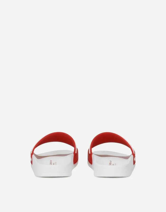 Dolce and Gabbana Shoes 2438 Children Rubber Sliders With Logo Print White Dolce and Gabbana Shoes 2438 Children Rubber Sliders With Logo Print White