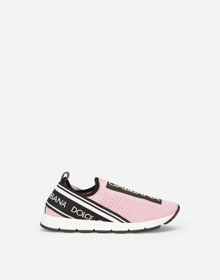 Dolce and Gabbana Shoes 2438 Children Sorrento Slipon Sneakers With Logo Tape Pink Dolce and Gabbana Shoes 2438 Children Sorrento Slipon Sneakers With Logo Tape Pink