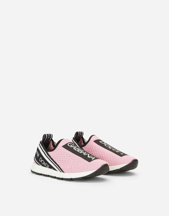Dolce and Gabbana Shoes 2438 Children Sorrento Slipon Sneakers With Logo Tape Pink Dolce and Gabbana Shoes 2438 Children Sorrento Slipon Sneakers With Logo Tape Pink