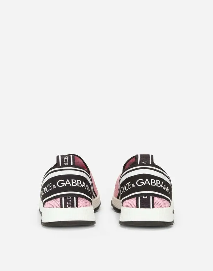 Dolce and Gabbana Shoes 2438 Children Sorrento Slipon Sneakers With Logo Tape Pink Dolce and Gabbana Shoes 2438 Children Sorrento Slipon Sneakers With Logo Tape Pink