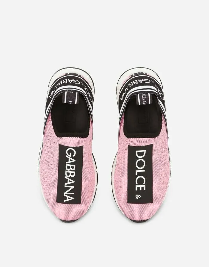 Dolce and Gabbana Shoes 2438 Children Sorrento Slipon Sneakers With Logo Tape Pink Dolce and Gabbana Shoes 2438 Children Sorrento Slipon Sneakers With Logo Tape Pink