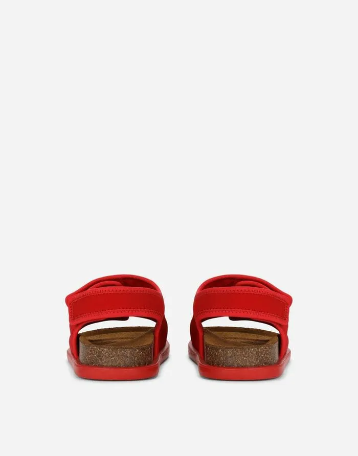 Dolce and Gabbana Shoes 2438 Children Technical Fabric Sandals With Logo Embroidery Red Dolce and Gabbana Shoes 2438 Children Technical Fabric Sandals With Logo Embroidery Red