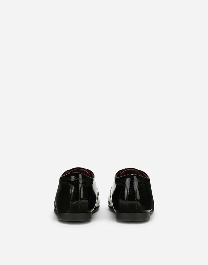 Dolce and Gabbana Shoes For First Steps 1926 Children Patent Leather Derby Shoes With Logo Black Dolce and Gabbana Shoes For First Steps 1926 Children Patent Leather Derby Shoes With Logo Black