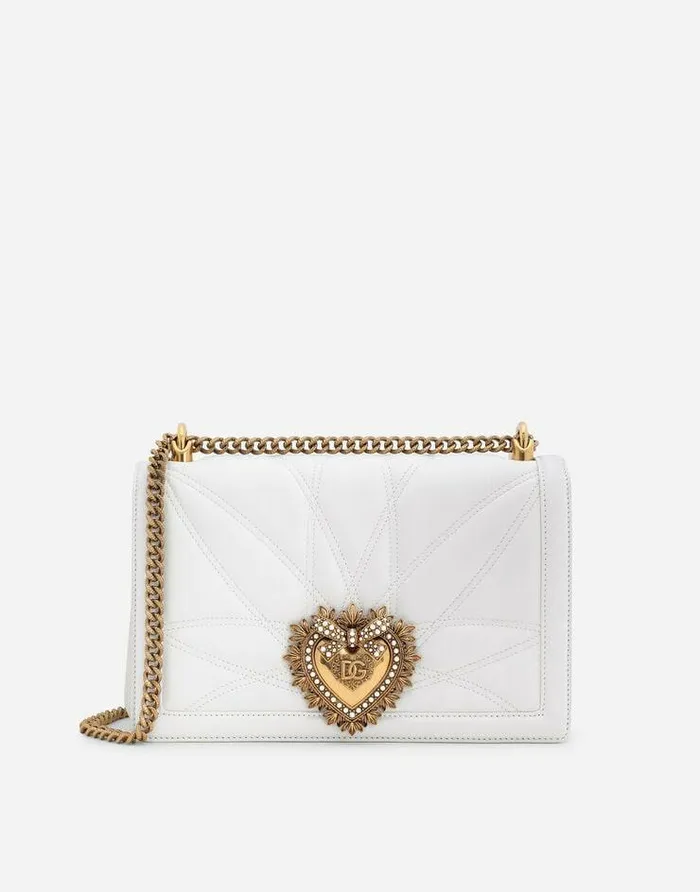 Dolce and Gabbana Shoulder And Crossbody Bags Women Large Devotion Bag In Quilted Nappa Leather White Dolce and Gabbana Shoulder And Crossbody Bags Women Large Devotion Bag In Quilted Nappa Leather White
