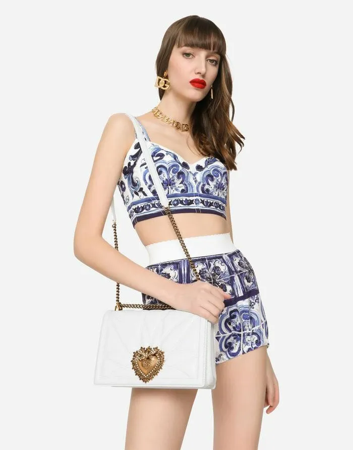 Dolce and Gabbana Shoulder And Crossbody Bags Women Large Devotion Bag In Quilted Nappa Leather White Dolce and Gabbana Shoulder And Crossbody Bags Women Large Devotion Bag In Quilted Nappa Leather White
