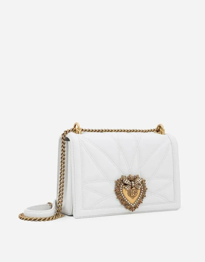Dolce and Gabbana Shoulder And Crossbody Bags Women Large Devotion Bag In Quilted Nappa Leather White Dolce and Gabbana Shoulder And Crossbody Bags Women Large Devotion Bag In Quilted Nappa Leather White