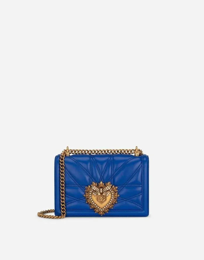 Dolce and Gabbana Shoulder And Crossbody Bags Women Medium Devotion Bag In Quilted Nappa Leather Blue Dolce and Gabbana Shoulder And Crossbody Bags Women Medium Devotion Bag In Quilted Nappa Leather Blue