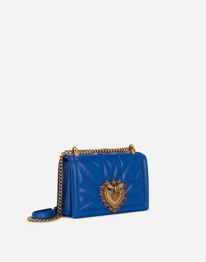 Dolce and Gabbana Shoulder And Crossbody Bags Women Medium Devotion Bag In Quilted Nappa Leather Blue Dolce and Gabbana Shoulder And Crossbody Bags Women Medium Devotion Bag In Quilted Nappa Leather Blue