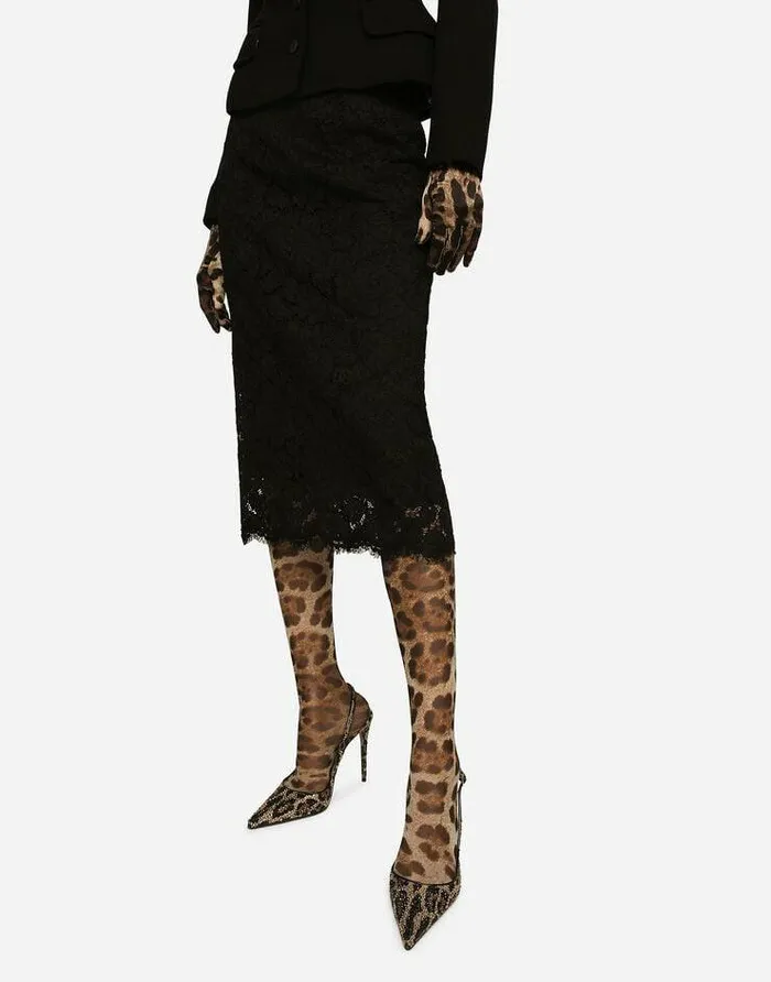 Dolce and Gabbana Skirts Women Branded Stretch Lace Midi Skirt Black Dolce and Gabbana Skirts Women Branded Stretch Lace Midi Skirt Black