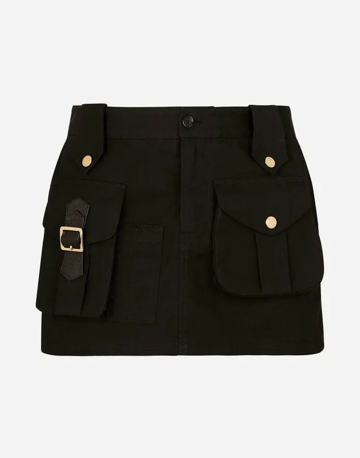 Dolce and Gabbana Skirts Women Faille Miniskirt With Large Pockets Black