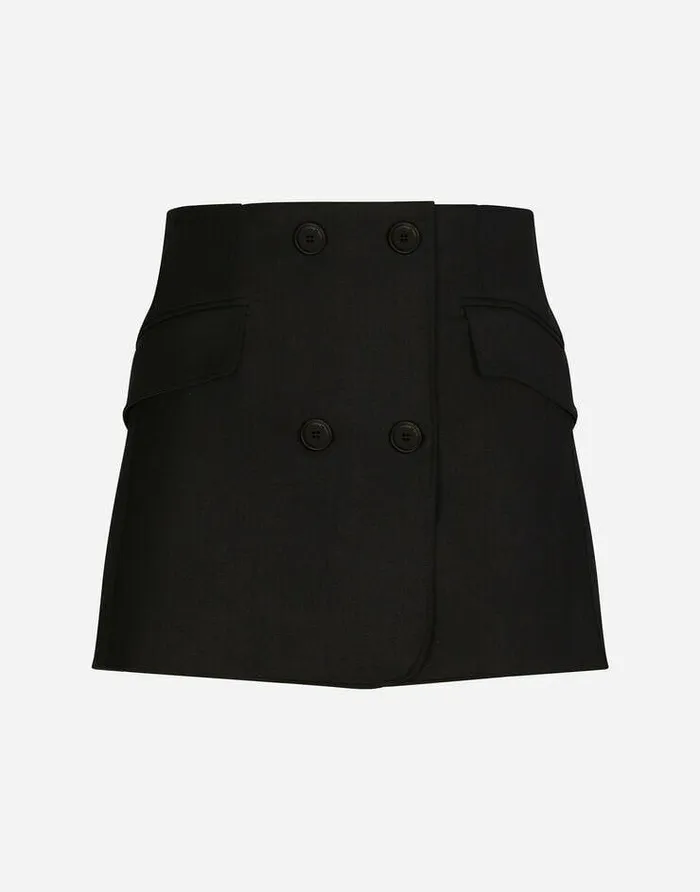 Dolce and Gabbana Skirts Women Twill Mini Wrap Skirt Black