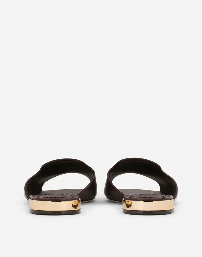Dolce and Gabbana Slides And Mules Women Calfskin Slides With DG Logo Bordeaux Dolce and Gabbana Slides And Mules Women Calfskin Slides With DG Logo Bordeaux