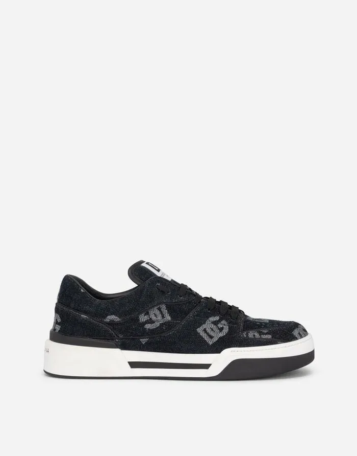 Dolce and Gabbana Sneakers Men New Roma Sneakers With Denim Logo Blue