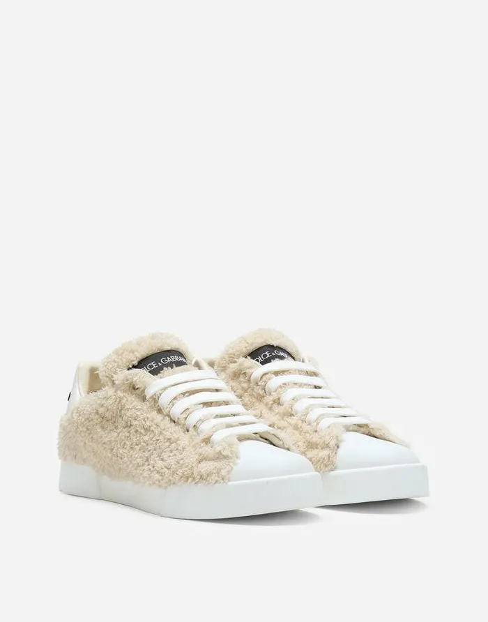 Dolce and Gabbana Sneakers Women Faux Fur Portofino Sneakers White Dolce and Gabbana Sneakers Women Faux Fur Portofino Sneakers White
