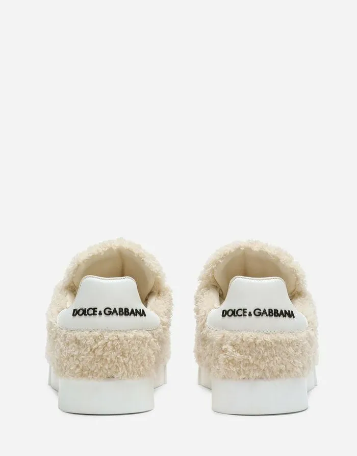 Dolce and Gabbana Sneakers Women Faux Fur Portofino Sneakers White Dolce and Gabbana Sneakers Women Faux Fur Portofino Sneakers White