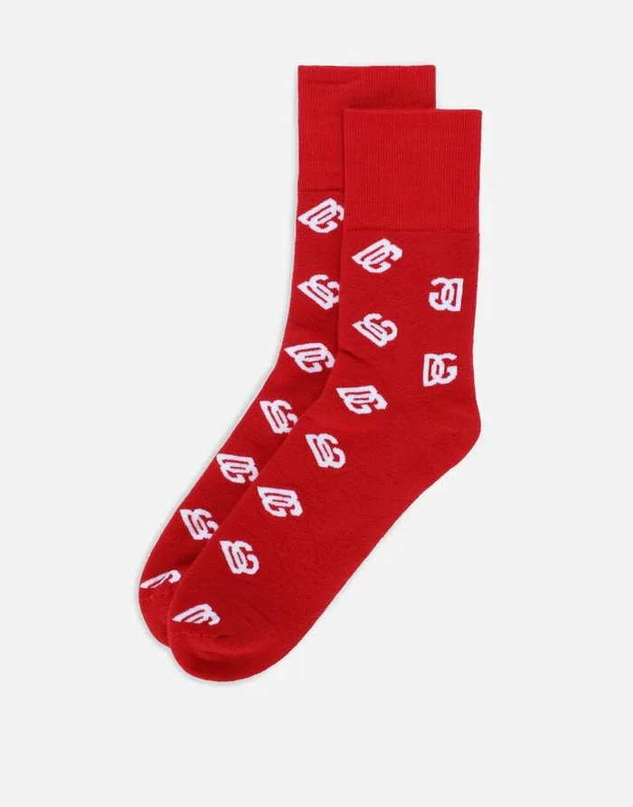 Dolce and Gabbana Socks Men Stretch Cotton Jacquard Socks With DG Monogram Multicolor Dolce and Gabbana Socks Men Stretch Cotton Jacquard Socks With DG Monogram Multicolor