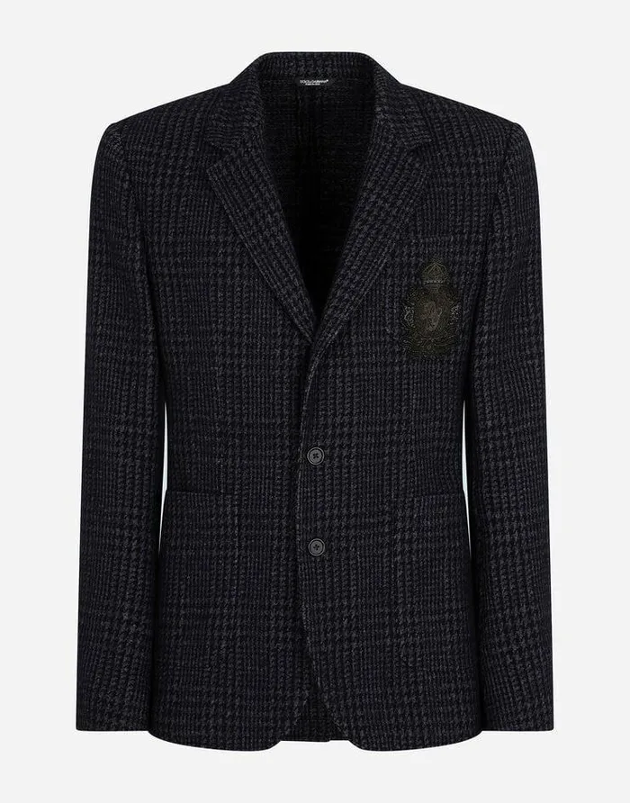 Dolce and Gabbana Suits And Blazers Men Check Jersey Portofino Jacket With Patch Multicolor Dolce and Gabbana Suits And Blazers Men Check Jersey Portofino Jacket With Patch Multicolor