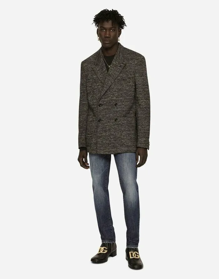 Dolce and Gabbana Suits And Blazers Men Doublebreasted Cotton And Wool Jersey Jacket Multicolor Dolce and Gabbana Suits And Blazers Men Doublebreasted Cotton And Wool Jersey Jacket Multicolor