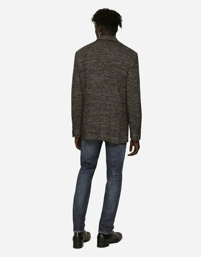 Dolce and Gabbana Suits And Blazers Men Doublebreasted Cotton And Wool Jersey Jacket Multicolor Dolce and Gabbana Suits And Blazers Men Doublebreasted Cotton And Wool Jersey Jacket Multicolor