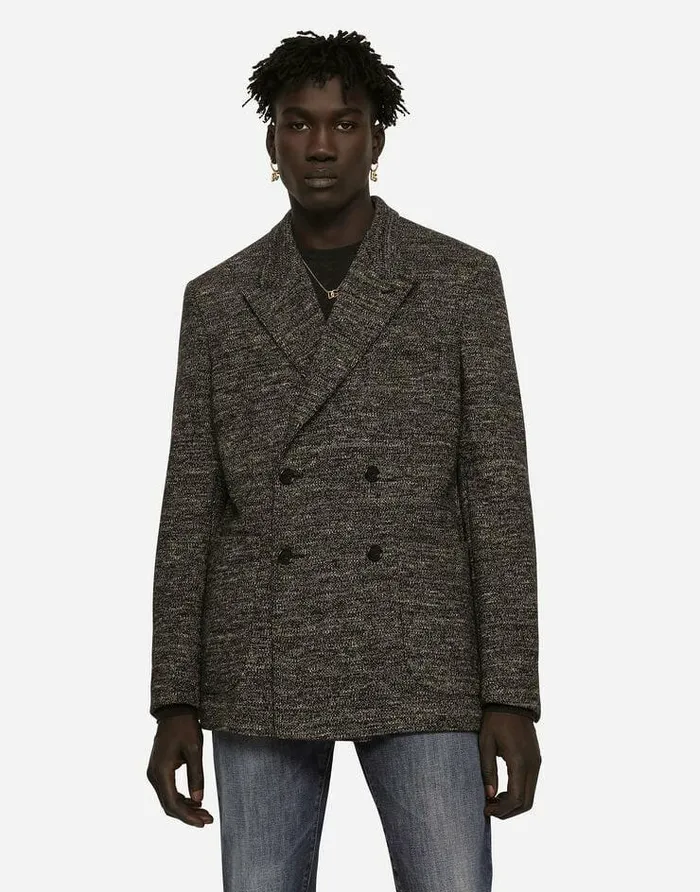 Dolce and Gabbana Suits And Blazers Men Doublebreasted Cotton And Wool Jersey Jacket Multicolor Dolce and Gabbana Suits And Blazers Men Doublebreasted Cotton And Wool Jersey Jacket Multicolor