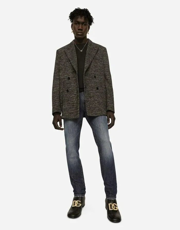Dolce and Gabbana Suits And Blazers Men Doublebreasted Cotton And Wool Jersey Jacket Multicolor Dolce and Gabbana Suits And Blazers Men Doublebreasted Cotton And Wool Jersey Jacket Multicolor