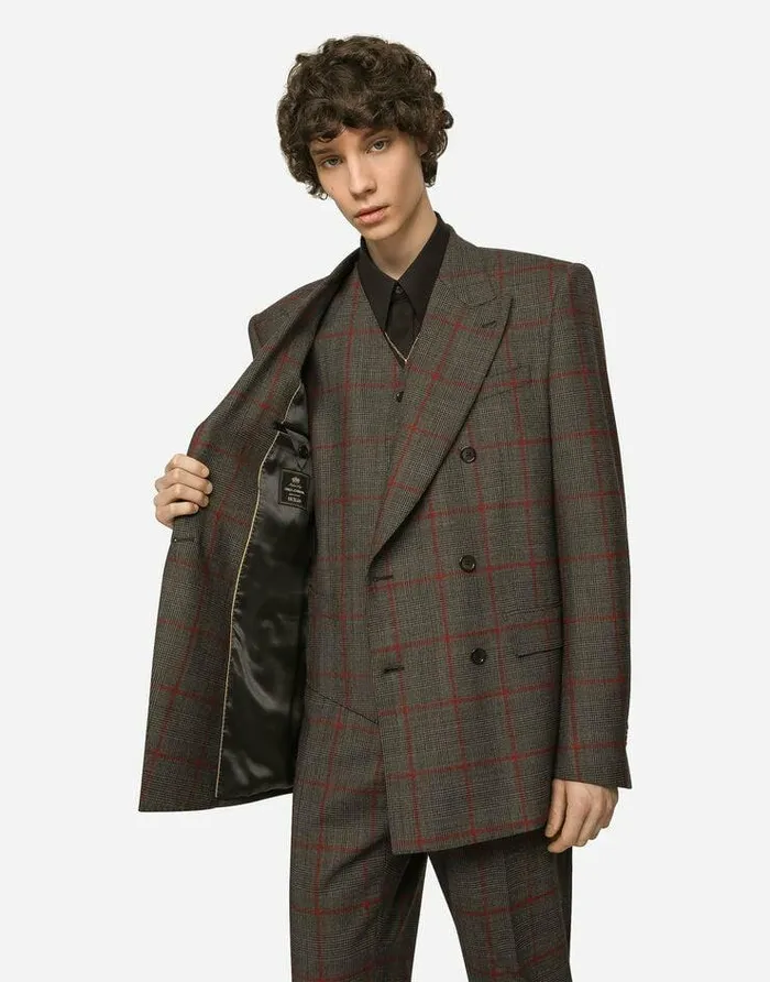 Dolce and Gabbana Suits And Blazers Men Doublebreasted Glen Plaid Siciliafit Suit Multicolor Dolce and Gabbana Suits And Blazers Men Doublebreasted Glen Plaid Siciliafit Suit Multicolor