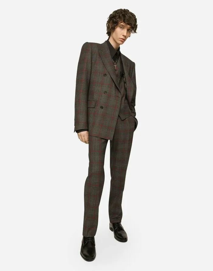Dolce and Gabbana Suits And Blazers Men Doublebreasted Glen Plaid Siciliafit Suit Multicolor Dolce and Gabbana Suits And Blazers Men Doublebreasted Glen Plaid Siciliafit Suit Multicolor