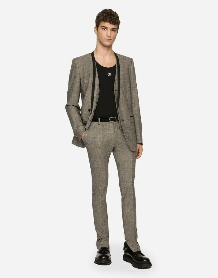 Dolce and Gabbana Suits And Blazers Men Glen Plaid Wool Martinifit Suit Multicolor Dolce and Gabbana Suits And Blazers Men Glen Plaid Wool Martinifit Suit Multicolor