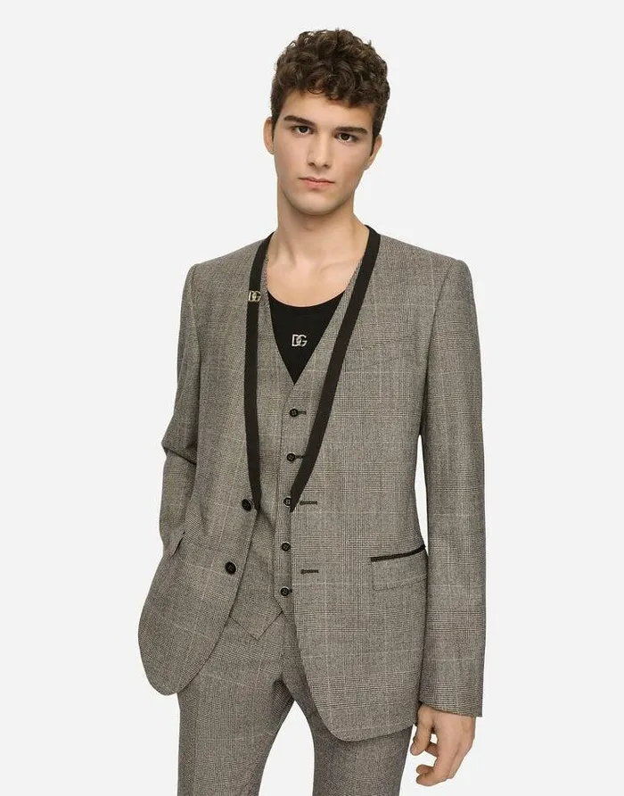 Dolce and Gabbana Suits And Blazers Men Glen Plaid Wool Martinifit Suit Multicolor Dolce and Gabbana Suits And Blazers Men Glen Plaid Wool Martinifit Suit Multicolor