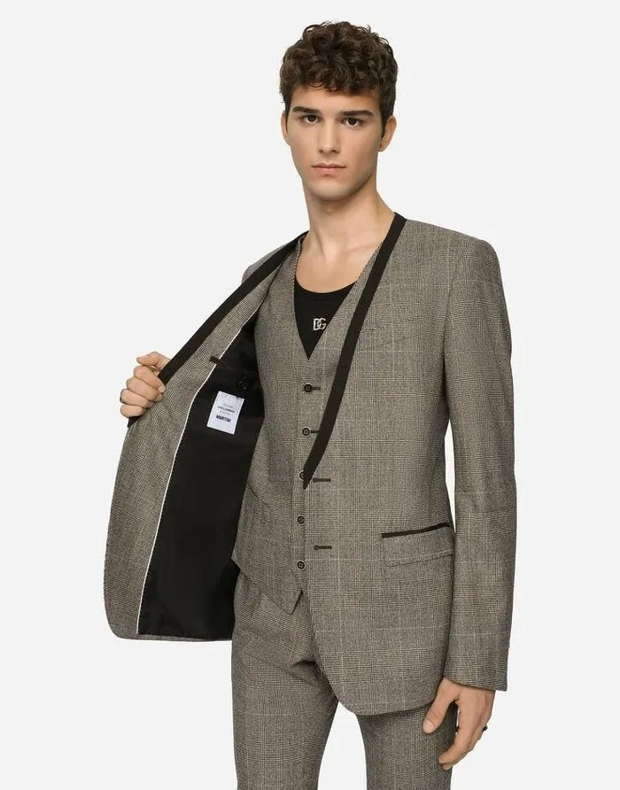 Dolce and Gabbana Suits And Blazers Men Glen Plaid Wool Martinifit Suit Multicolor Dolce and Gabbana Suits And Blazers Men Glen Plaid Wool Martinifit Suit Multicolor