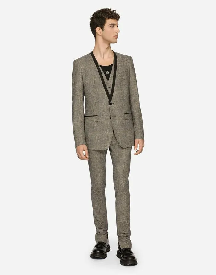 Dolce and Gabbana Suits And Blazers Men Glen Plaid Wool Martinifit Suit Multicolor Dolce and Gabbana Suits And Blazers Men Glen Plaid Wool Martinifit Suit Multicolor