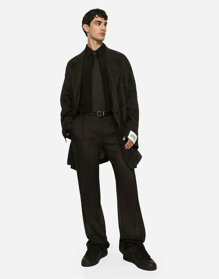 Dolce and Gabbana Suits And Blazers Men Oversize Doublebreasted Linen Jacket Black Dolce and Gabbana Suits And Blazers Men Oversize Doublebreasted Linen Jacket Black