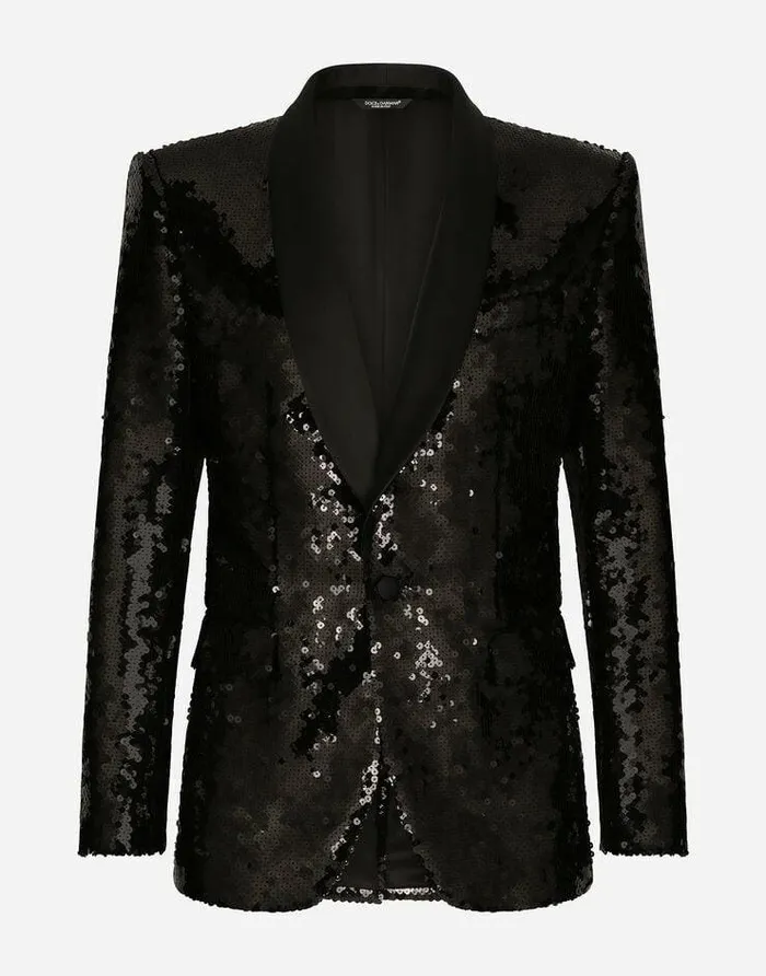 Dolce and Gabbana Suits And Blazers Men Sequined Singlebreasted Siciliafit Tuxedo Suit Black Dolce and Gabbana Suits And Blazers Men Sequined Singlebreasted Siciliafit Tuxedo Suit Black