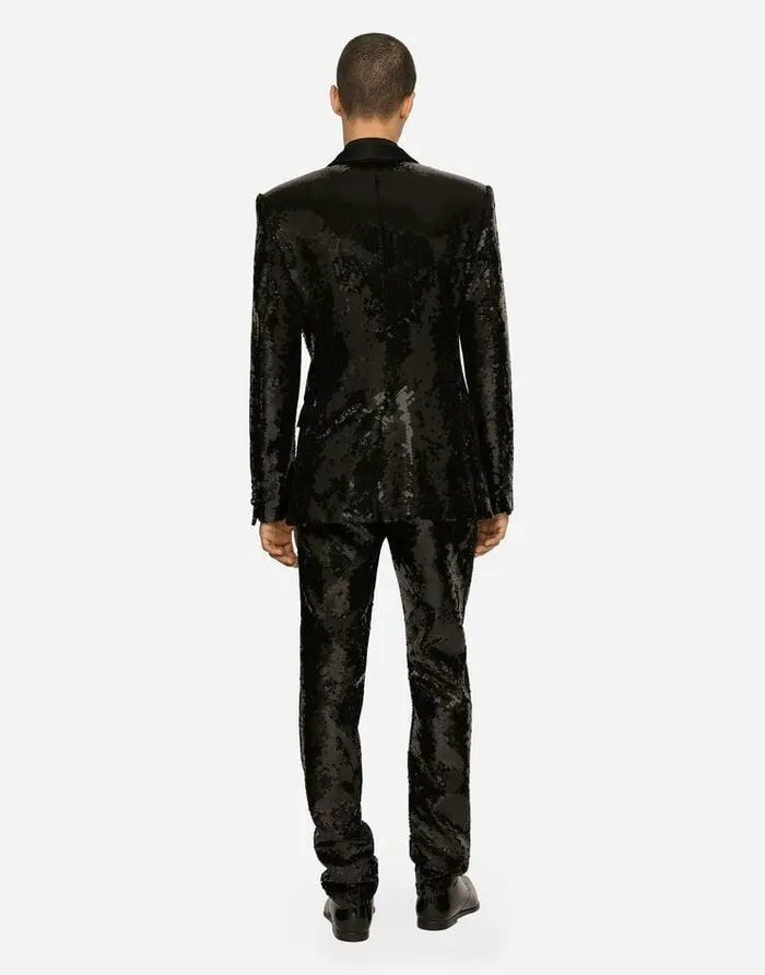 Dolce and Gabbana Suits And Blazers Men Sequined Singlebreasted Siciliafit Tuxedo Suit Black Dolce and Gabbana Suits And Blazers Men Sequined Singlebreasted Siciliafit Tuxedo Suit Black
