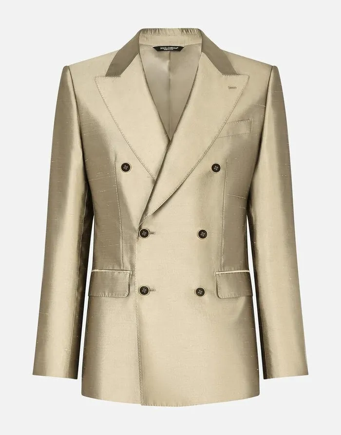 Dolce and Gabbana Suits And Blazers Men Shantung Silk Doublebreasted Siciliafit Suit Beige Dolce and Gabbana Suits And Blazers Men Shantung Silk Doublebreasted Siciliafit Suit Beige