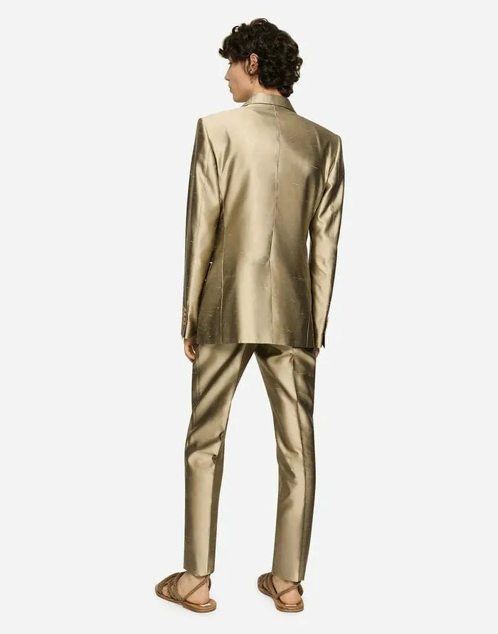 Dolce and Gabbana Suits And Blazers Men Shantung Silk Doublebreasted Siciliafit Suit Beige Dolce and Gabbana Suits And Blazers Men Shantung Silk Doublebreasted Siciliafit Suit Beige