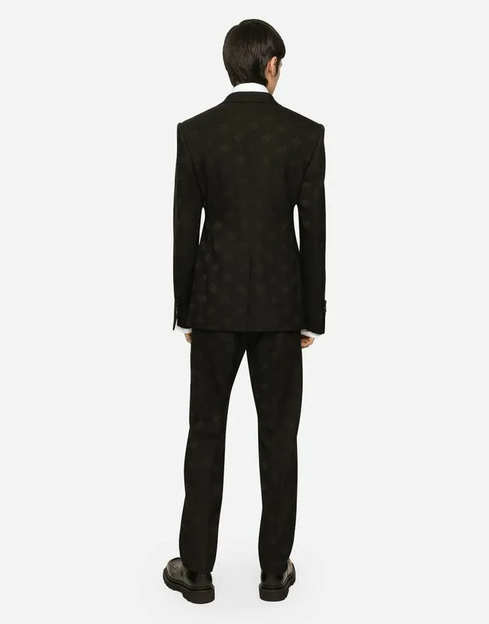 Dolce and Gabbana Suits And Blazers Men Singlebreasted Wool Siciliafit Jacket With Jacquard DG Detailing Black Dolce and Gabbana Suits And Blazers Men Singlebreasted Wool Siciliafit Jacket With Jacquard DG Detailing Black